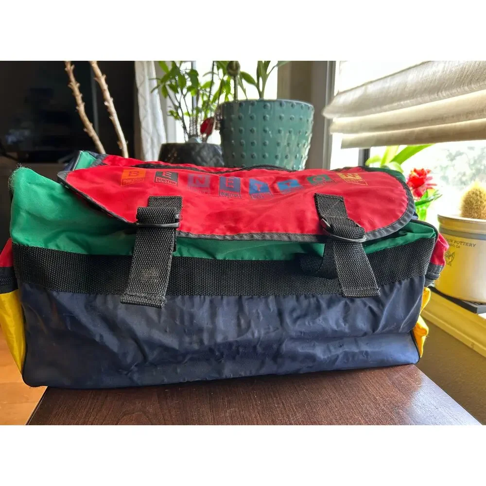 Vintage United Colors of Benetton multicolor colorblock nylon duffel bag